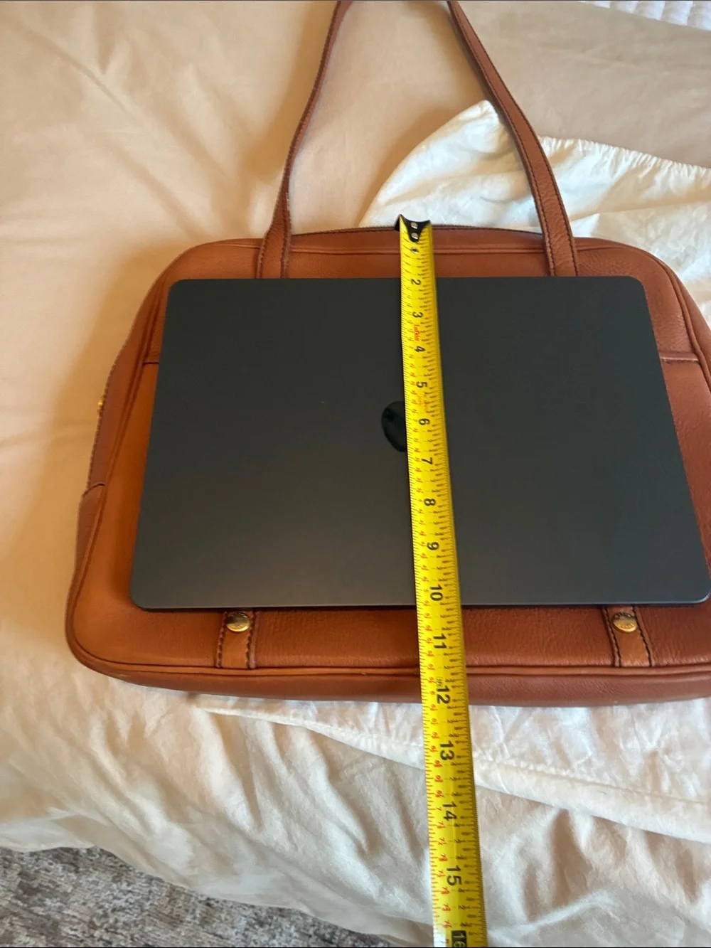 Marika Cognac Leather Laptop Tote